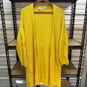 Koton Mustard Yellow Oversized Open Cardigan Womens XS